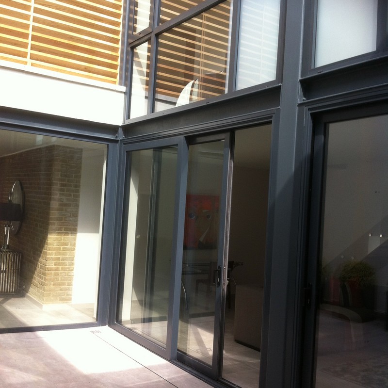 Anthracite aluminium sliding patio doors fitted in Iver